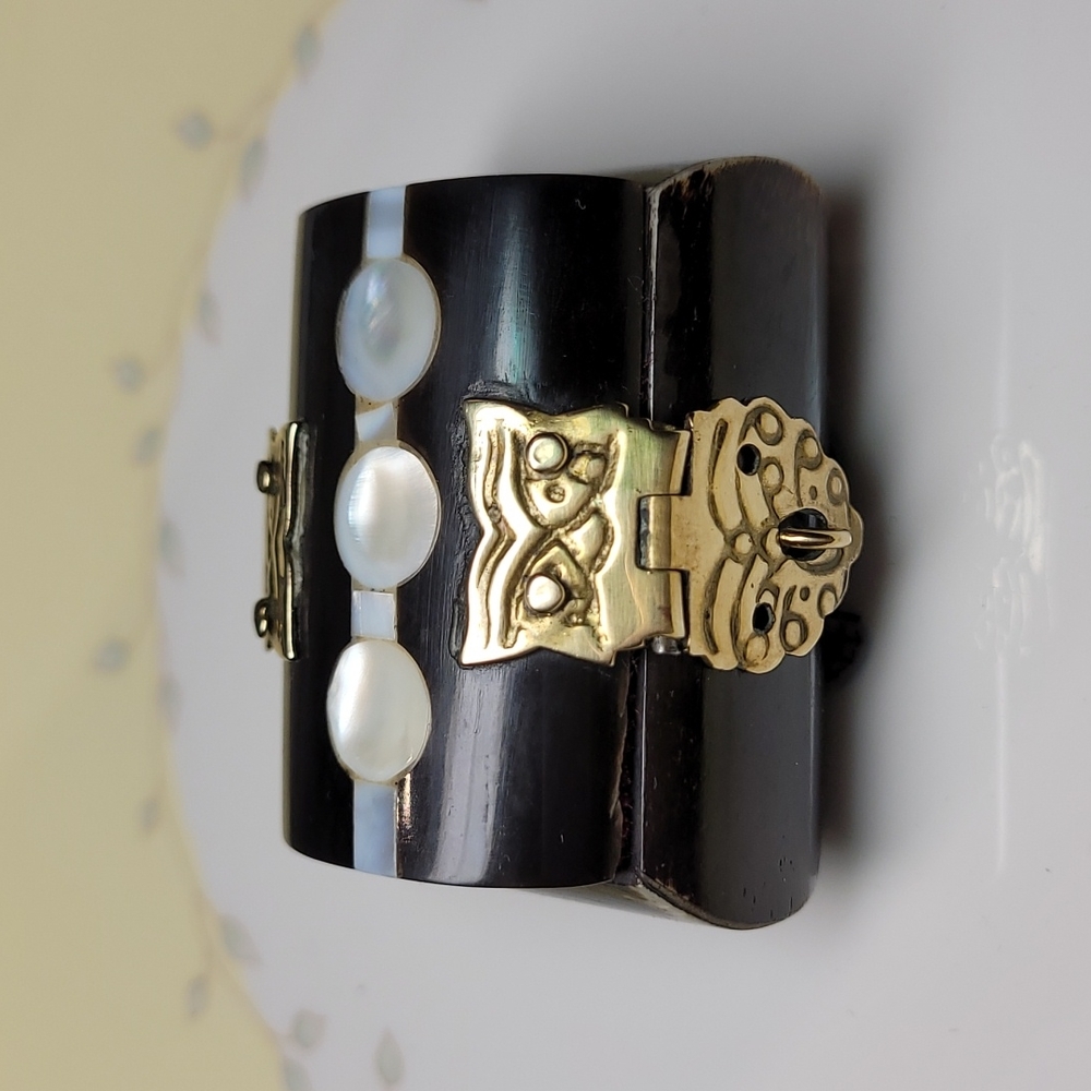 Vintage  bone&brass jewelry box